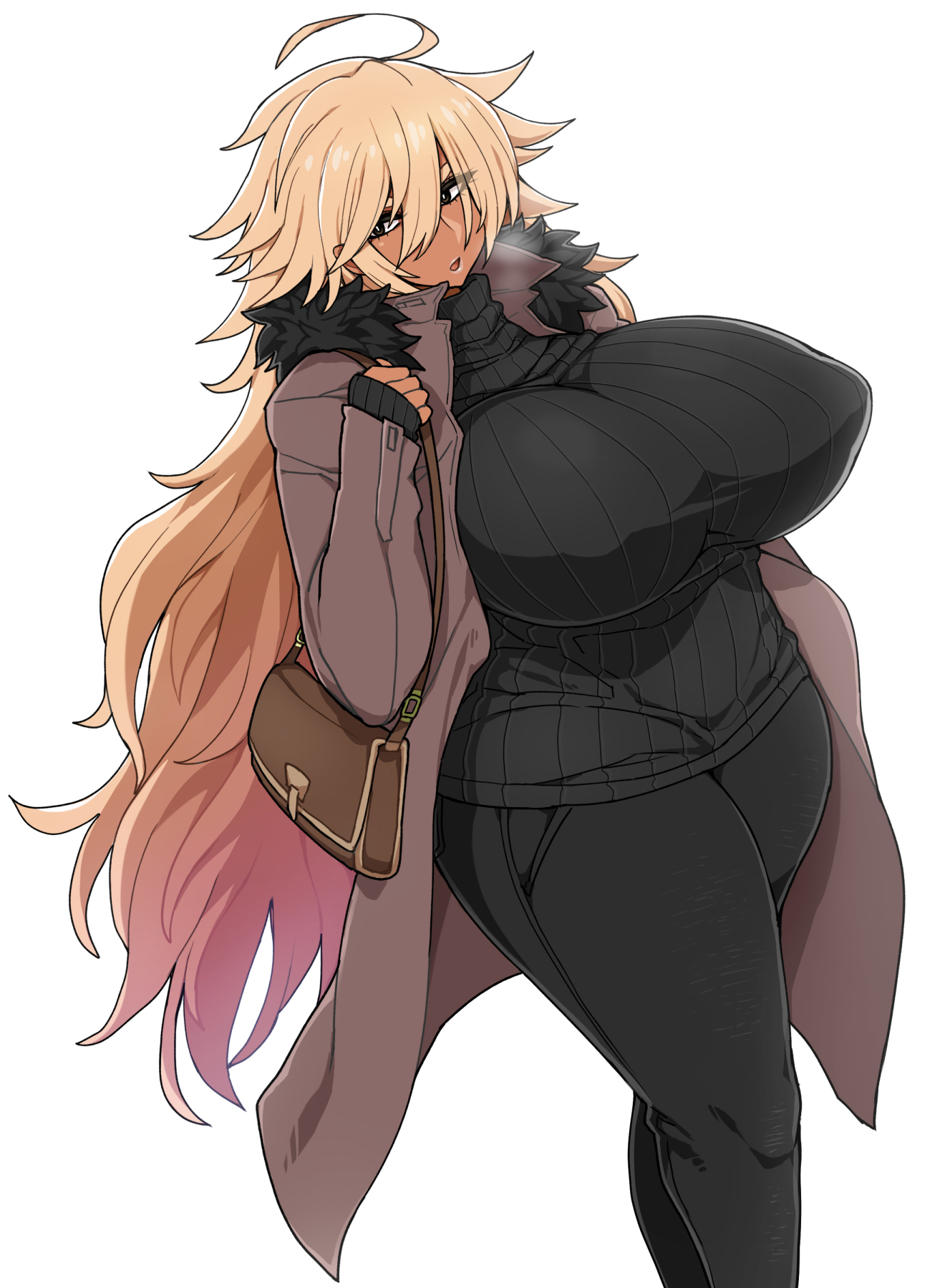 big breasts, blonde hair, breasts, female, gyaru, huge breasts, kuro gyaru, kurokagami ryuuko, otogi tetsurou, venus body, white background
