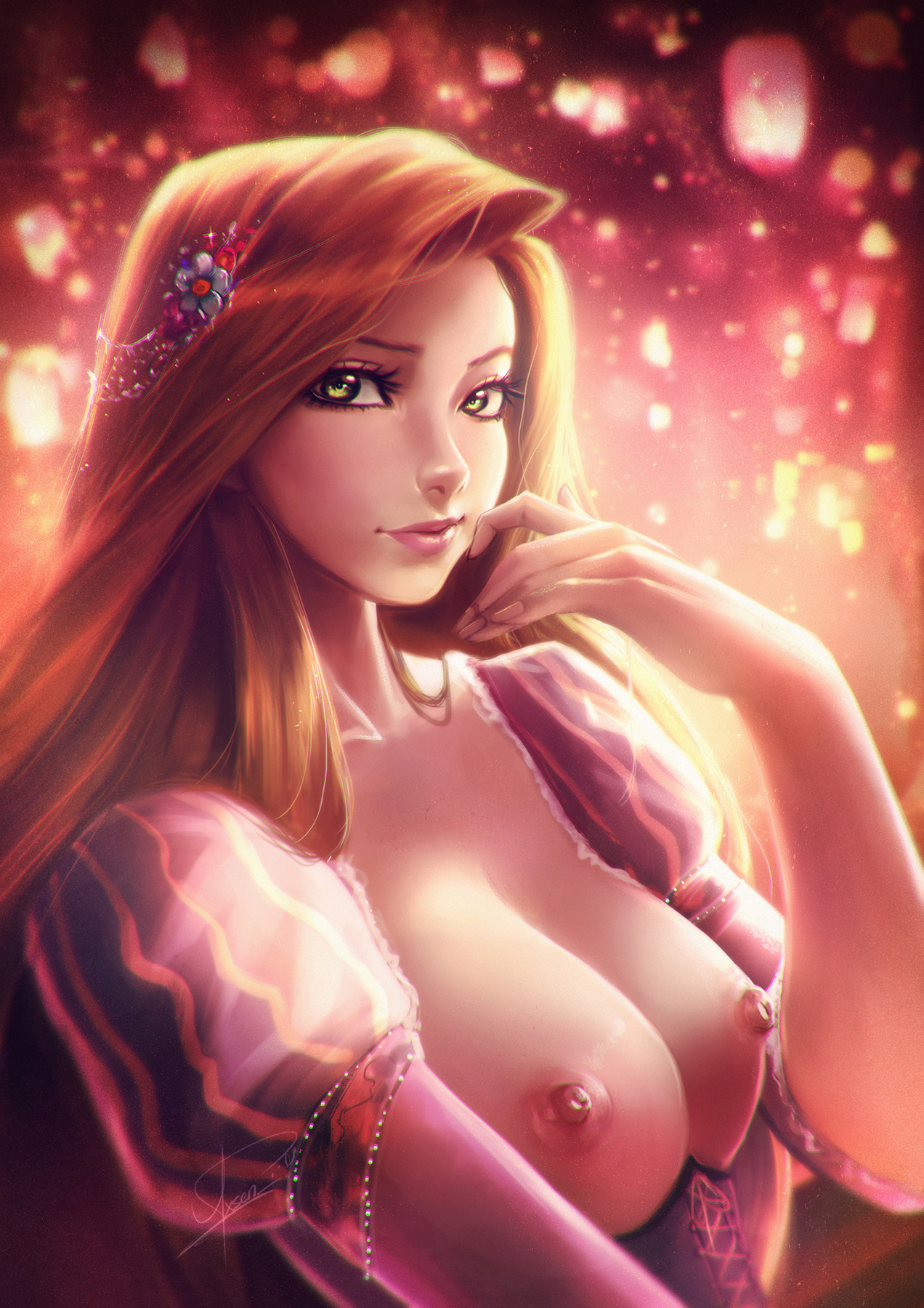 axsens, clothing, disney, disney princess, female, highres, nipples, rapunzel, tagme, tangled