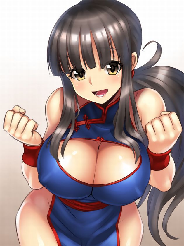 big breasts, black hair, breasts, busty, chichi, cleavage, dragon ball, dragon ball z, female, female only, no bra, open mouth, ponytail, pov, see-through, see-through clothing, shounen jump, solo, yellow eyes