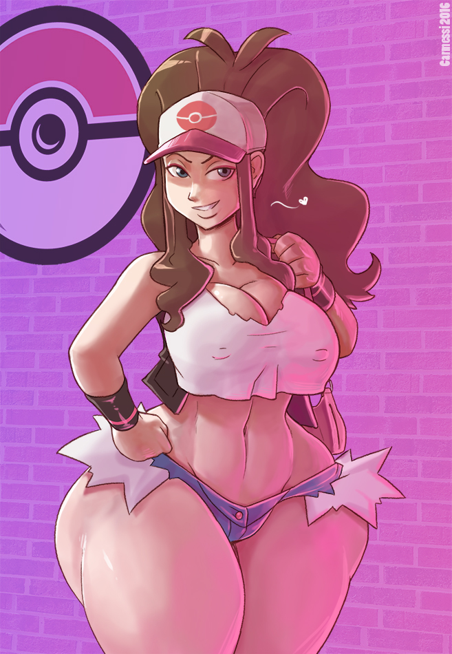 1girls abs alternate_breast_size baseball_cap belly big_breasts big_thighs blue_eyes booty_shorts bottom_heavy bracelet bracelets breasts brown_hair carmessi cleavage daisy_dukes edit erect_nipples eye_contact fat_thighs female female_only fit game_freak half-closed_eyes half-shirt hat hilda_(pokemon) huge_ass huge_breasts huge_thighs human large_breasts large_thighs looking_at_viewer massive_thighs midriff narrow_waist nintendo nipples_visible_through_clothing pokemon pokemon_bw ponytail shirt short_shorts shorts slim_waist small_waist solo solo_female spoken_heart standing text thick_thighs thighs thunder_thighs thunderthighs tied_hair vest watermark wide_hips