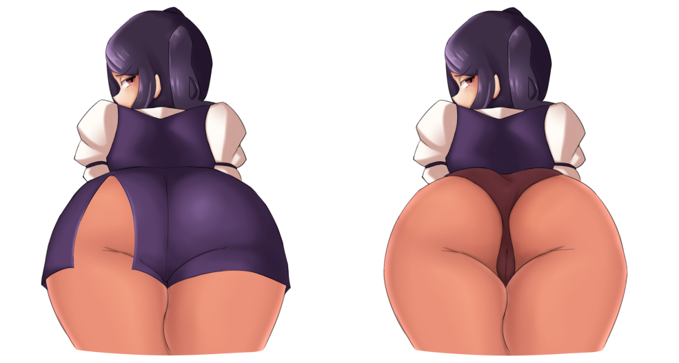 ass bartender bent_over bent_over_table big_ass black_hair female huge_ass julianne_stingray lifting_skirt looking_at_viewer looking_back panties panties_under_pantyhose pantyhose pantyshot ruw_ruler solo thick_thighs underwear va-11_hall-a wide_hips