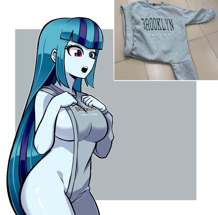 1girls, 2026, alternate hairstyle, blue hair, brooklyn sweater, cartoon, cyan hair, equestria girls, fanart from twitter, female, hasbro, long hair, magenta eyes, my little pony, nekojackun, no ai, open mouth, rainbow rocks, revealing clothes, revealing clothing, revealing outfit, sideboob, solo, sonata dusk, sweater, trend, turquoise hair, twitter link, very long hair, villainess