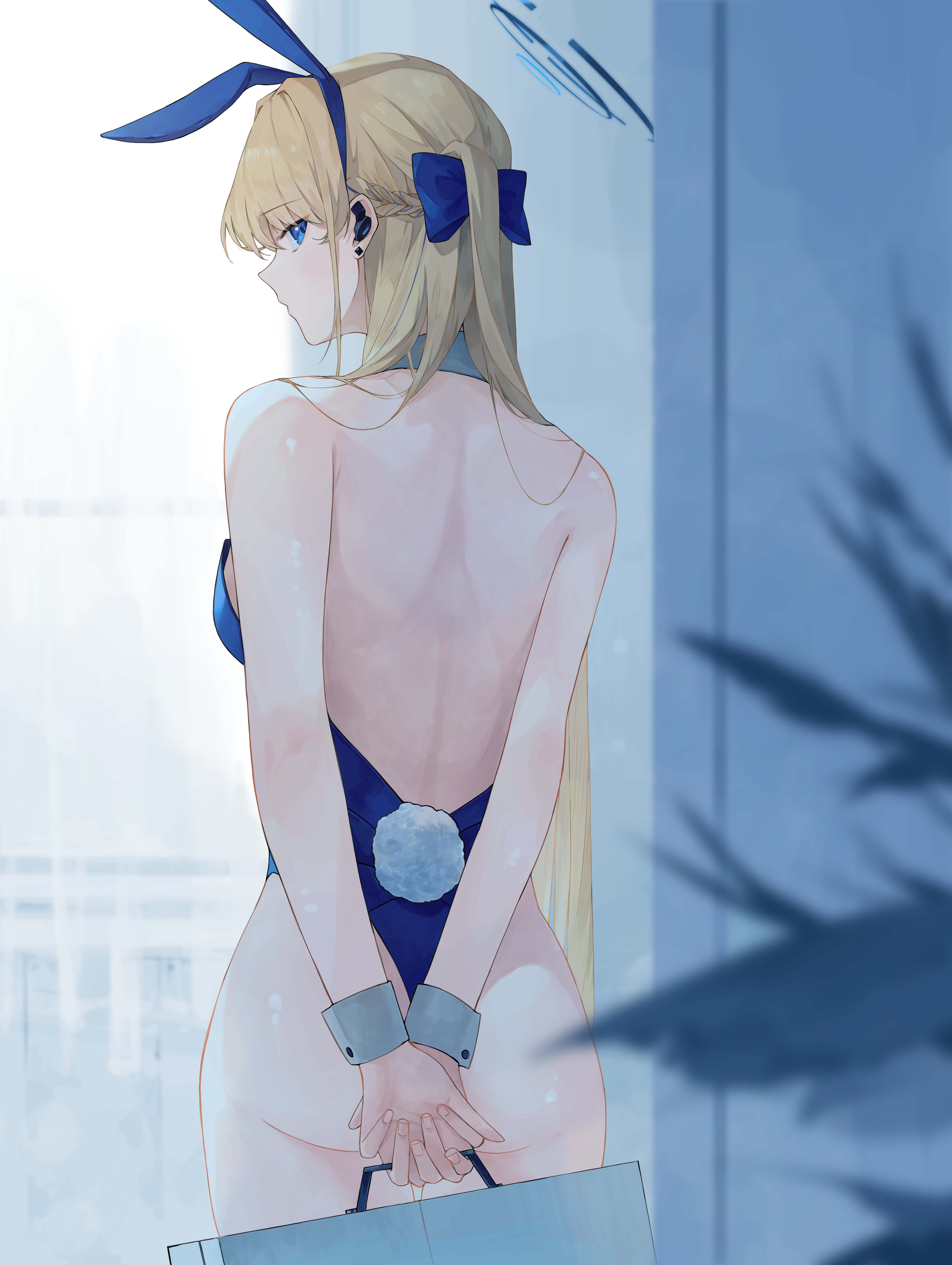 blonde hair, blue archive, bunny girl, bunny tail, bunnysuit, female, millennium science school student, randouworks, toki (blue archive), toki (bunny) (blue archive), very high resolution, video game character