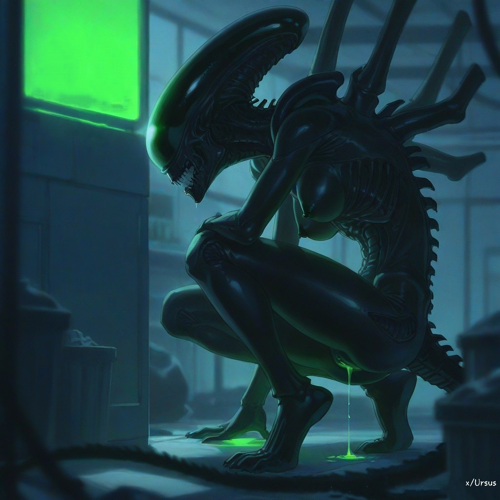 1girls, ai generated, alien, alien (franchise), artas9972, breasts, female, female xenomorph, femomorph, horror, monster, nipples, pussy, pussy juice, pussy juice drip, saliva, squatting, tail, teeth, xenomorph