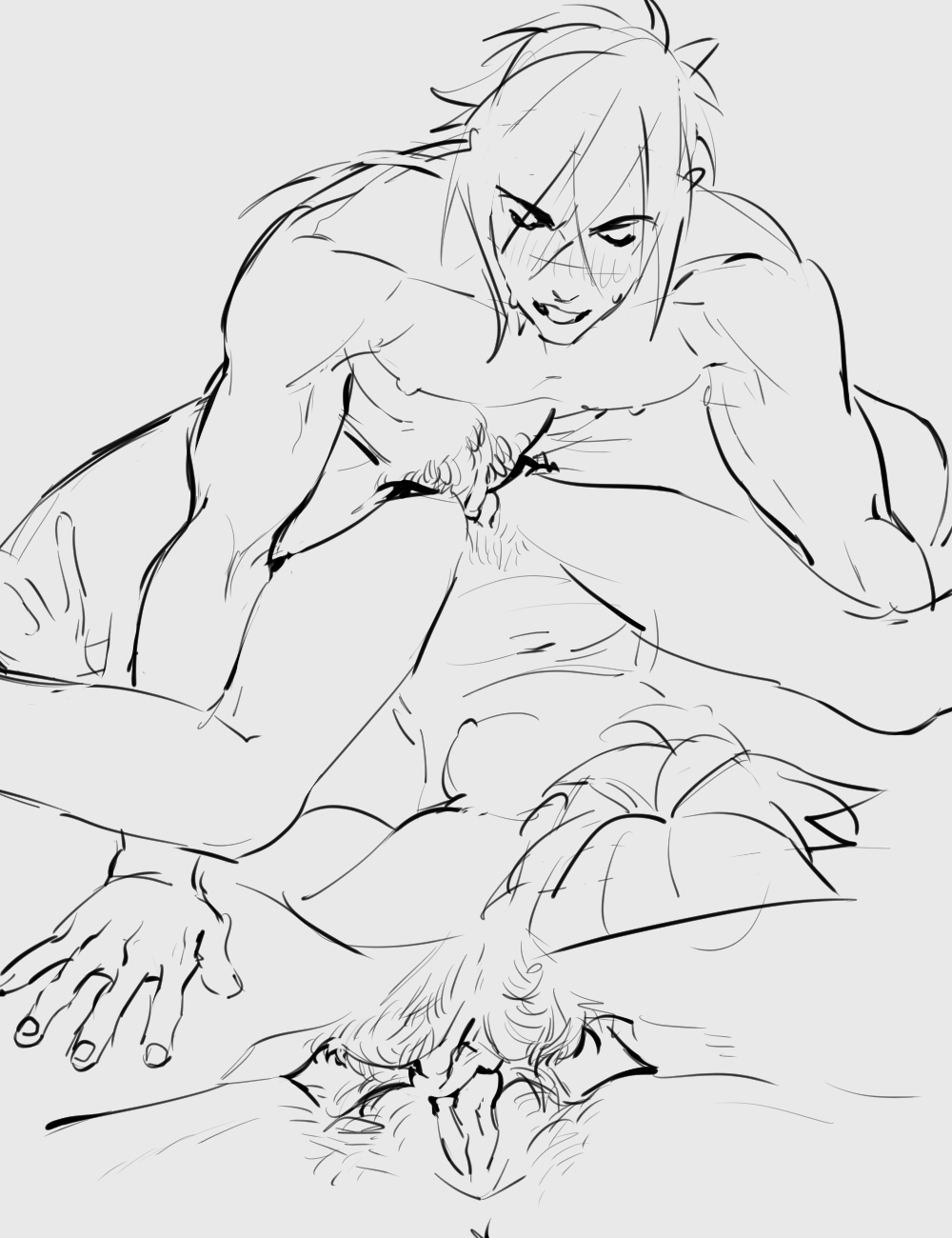 2cuntboys, aoba seragaki, big clitoris, breasts, breasts out, clitoral stimulation, clitoris, cuntboy, cuntboy on cuntboy, cuntboy with breasts, cuntboy/cuntboy, dramatical murder, frottage, frotting, intersex, koujaku, large clitoris, pussy, scissoring, sketch, trans man, tribadism