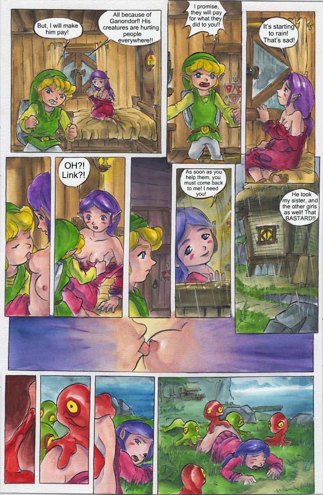 ambiguous_gender ambiguous_penetration breast_lick breasts clothing comic dress duo female female/ambiguous group humanoid hylian licking link male monster nintendo passage penetration ripped_dress slime slime_monster straight the_legend_of_zelda tongue tongue_out toon_link traditional_media_(artwork) video_games wind_waker young