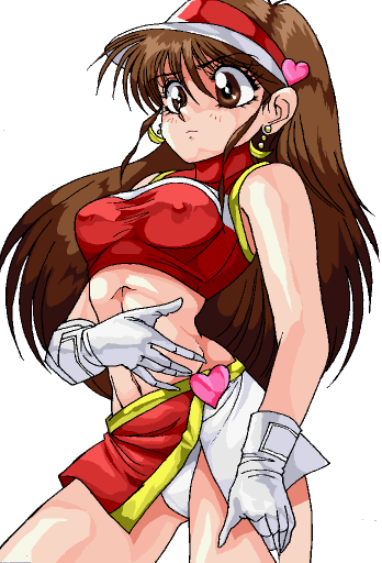 90s breasts covered_erect_nipples crop_top exposed_belly eyeball_(artist) future_gpx_cyber_formula large_breasts nipples panchira panties panty_slip race_queen sugou_asuka sun_hat underwear