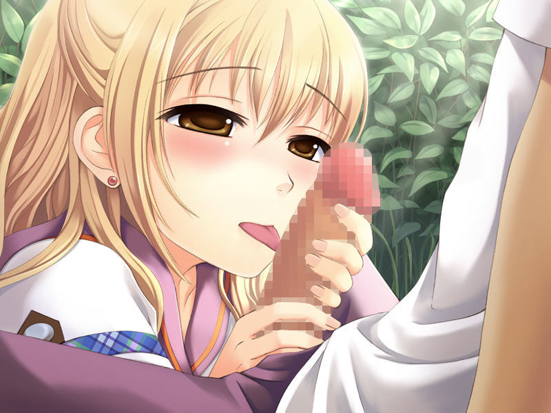 blush censored fellatio game_cg ginta licking oral saotome_tsukasa sugar_+_spice tongue yellow_eyes