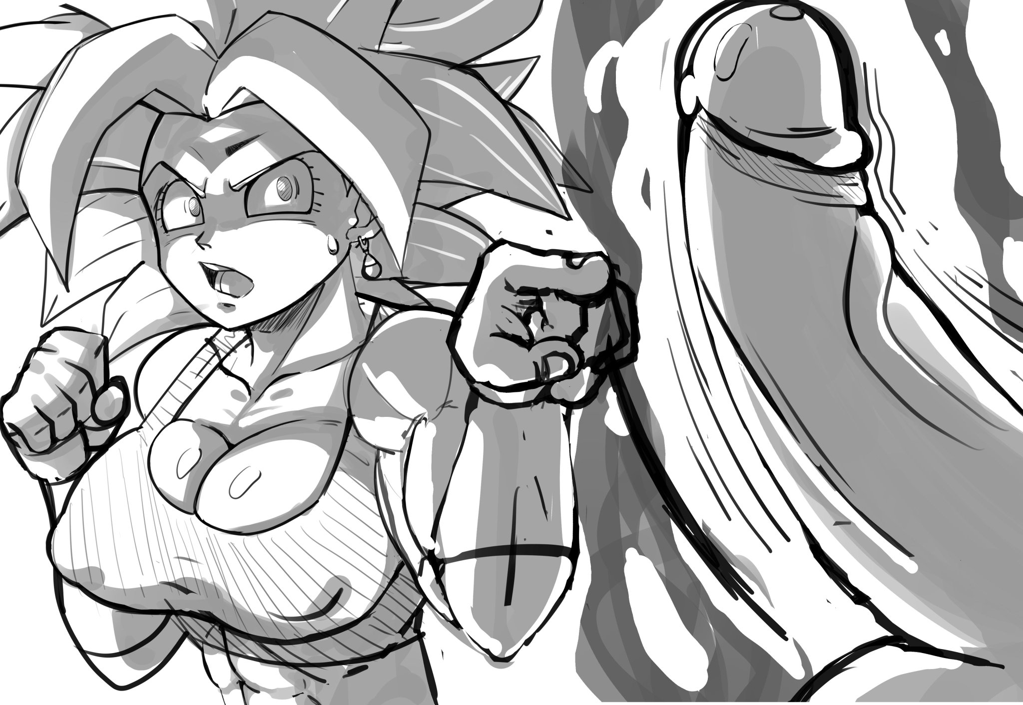 1girls, abs, big breasts, breasts, dragon ball, dragon ball super, earrings, female, female saiyan, fusion, huge breasts, kefla, legendary super saiyan, male, muscular, muscular female, naughty face, penis, penis awe, potara earrings, pseudocel, saiyan, seductive, short hair, spiky hair, super saiyan, tournament of power, universe 6 saiyan/universe 7 saiyan, universe 6/universe 7