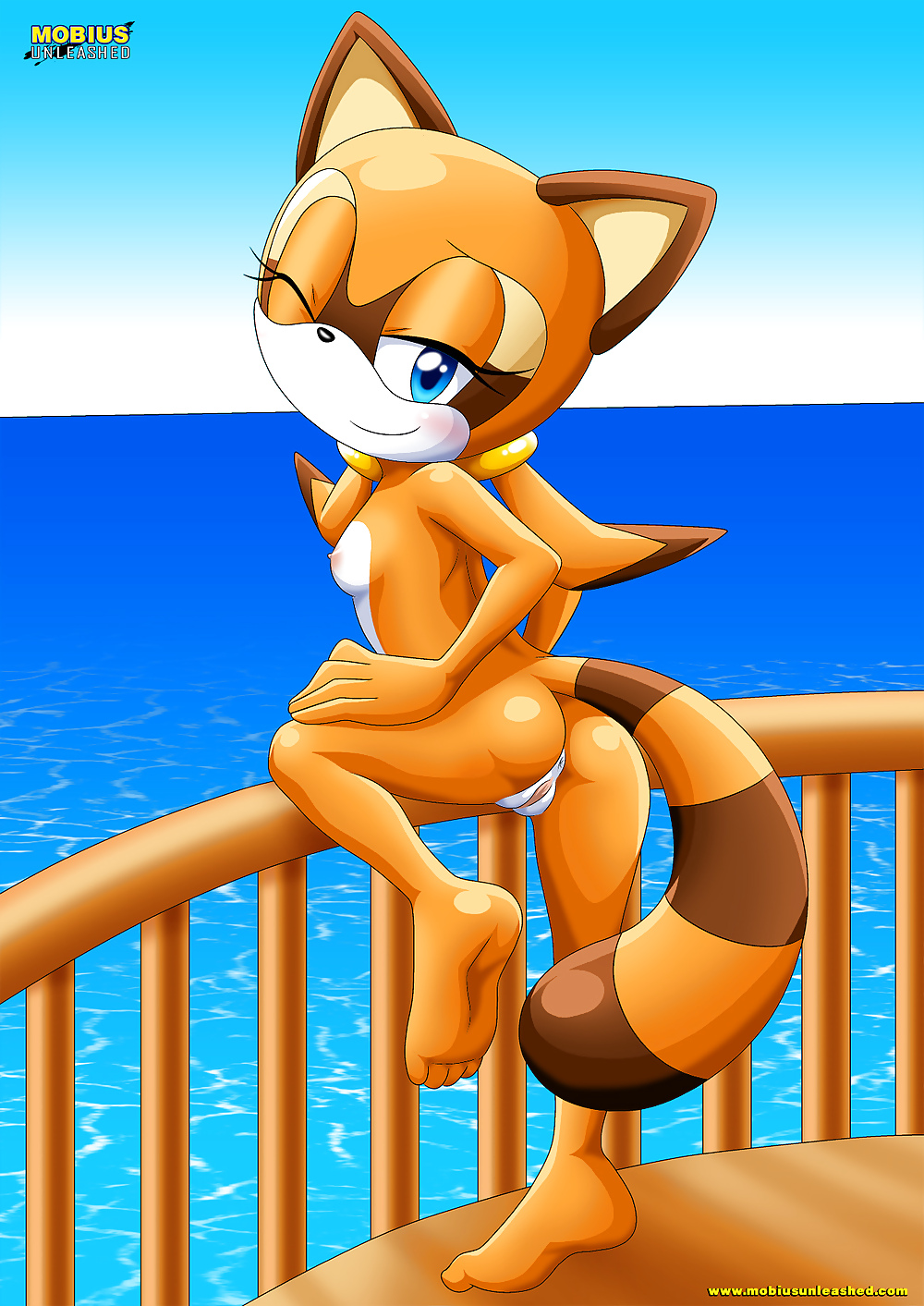 1girls, animal ears, anthro, anthro only, anus, ass, bare shoulders, barefoot, bbmbbf, belly, blue eyes, breasts, brown fur, brown hair, closed mouth, feet, feet up, female, female only, high resolution, highres, leg up, looking at viewer, looking back, marine the raccoon, mobius unleashed, naked, nipples, nude, one eye closed, open eyes, palcomix, pussy, raccoon, raccoon girl, sega, small breasts, smile, smiling, solo, solo female, sonic (series), sonic the hedgehog (series), stomach, tagme, tail, thighs, toes, uncensored, vagina, wink