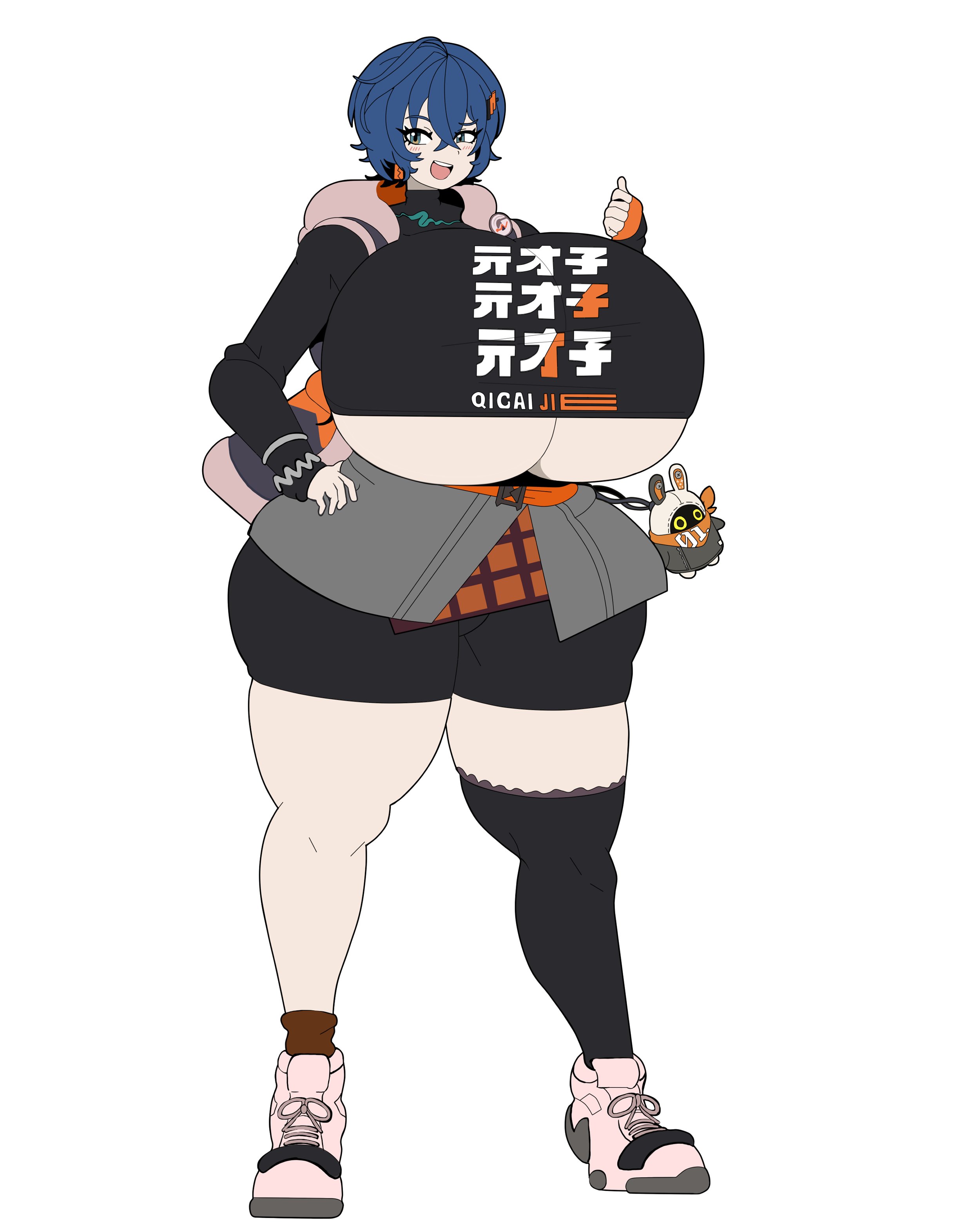 1female, 1girls, belle (zenless zone zero), breasts bigger than torso, casualdemo, fat, female, female only, gothic taco, solo, solo female, tagme, zenless zone zero
