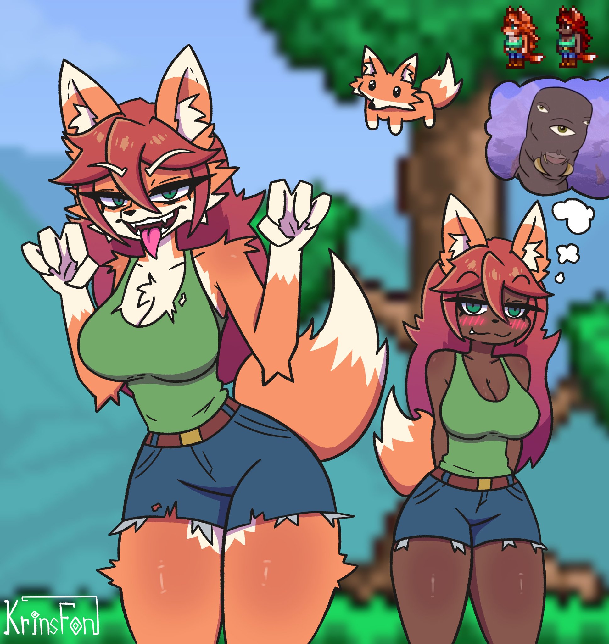 1girls, 2025, anthro, clothed, clothing, female, female focus, female only, furry, furry female, furry only, krinsfon, tagme, terraria, zoologist (terraria)