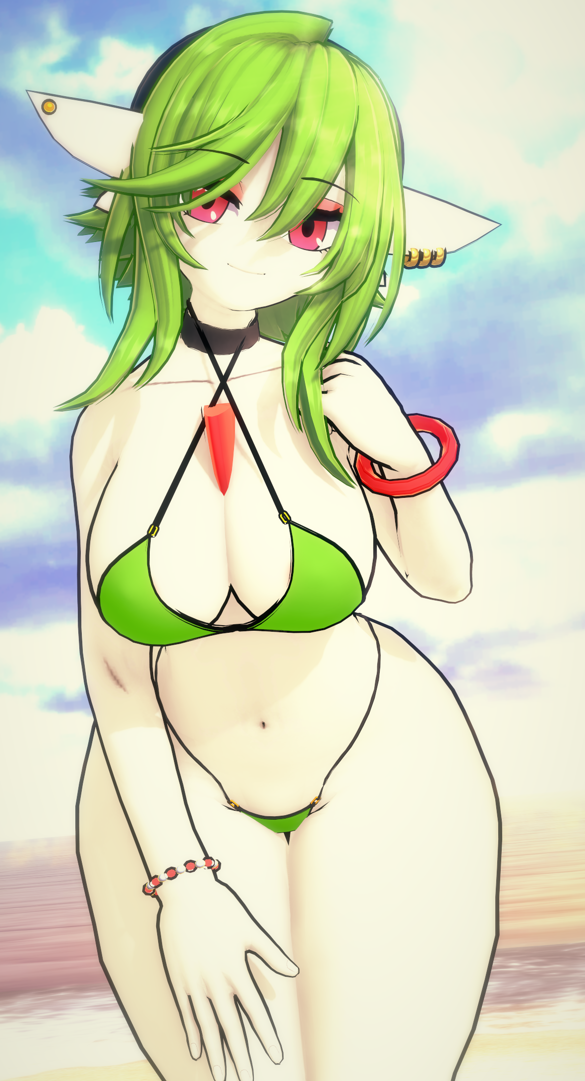 1girls, 3d, ass, beach, bedroom eyes, big ass, big breasts, big female, bikini, bikini bottom, bikini top, breasts, choker, female, female focus, female only, gardevoir, generation 3 pokemon, humanoid, humanoid female, humanoid only, koikatsu, looking at viewer, nintendo, pokemon, pokemon (species), render 007, seductive, seductive eyes, seductive look, seductive pose, seductive smile, smile, smiling at viewer, solo, solo female, swimsuit, thick, thick hips, thick legs, thick thighs, thighs, twitter link, voluptuous, voluptuous female, white body, wide hips