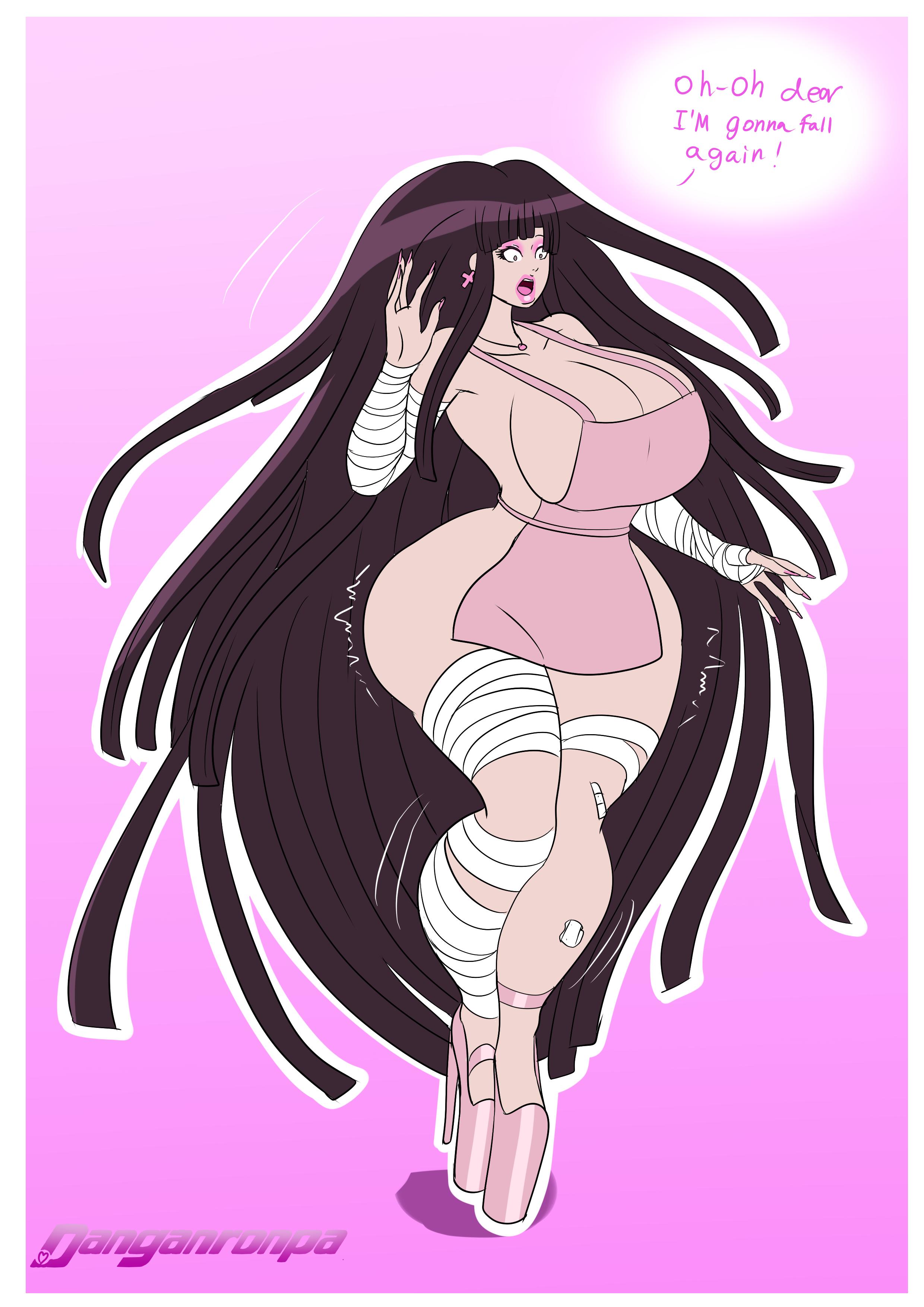 1girls, annon, ass, bandage, bandages, bandaid, big breasts, bimbo, breasts, danganronpa, danganronpa 2: goodbye despair, female, female only, heels, high heels, hips, huge ass, huge breasts, nurse, smooth skin, solo, transformation, tsumiki mikan