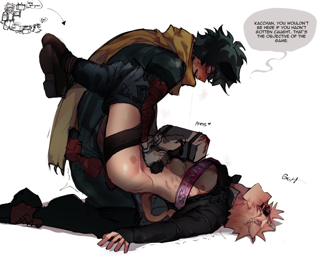 2025, 2boys, anal, anal sex, bakugou katsuki, blonde hair, boku no hero academia, cocky, deku, dialog, dialogue, drool, drool string, drooling, english text, flee the facility, freckles, freckles on face, fucked into submission, fucked silly, gay, gay anal, gay male, gay sex, gloves, green eyes, green hair, hammer, head tilt, izuku midoriya, izuku midoriya (hero outfit), katsuki bakugou, legs crossed, legs up, legs wrapped around partner, looking at partner, looking down, looking pleasured, looking up, male, male focus, male only, male penetrated, male penetrating, male penetrating male, male/male, messy hair, midoriya izuku, mostly clothed, muscular, muscular chest, muscular male, muscular thighs, my hero academia, nipples, no bottoms, no visible genitalia, open mouth, red eyes, running makeup, running mascara, runny makeup, runny mascara, saliva, saliva drip, saliva trail, sash, scar, scarf, scars, side view, sillybillyken, smirk, smirking at partner, spiky hair, tiara, viewed from side, yaoi