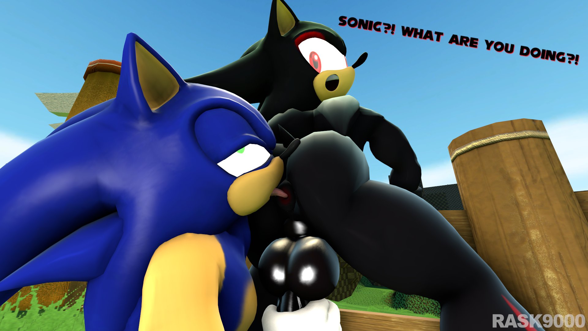 16:9, 2boys, 3d, alternate version available, anal, anus, ass, backsack, balls, ballsack, big ass, big balls, big butt, big penis, black body, blue body, clothing, eulipotyphlan, eyes rolling back, fur, furry, gay, genitals, gloves, handjob, handwear, hedgehog, hi res, licking, looking back, male, male anilingus, male focus, male only, mammal, oral, outdoors, penile, penis, rask9000, rimjob, rimming, rimming male, rusty trombone, sega, sex, shadow the hedgehog, sky, sonic (series), sonic the hedgehog, sonic the hedgehog (series), text, tongue, tongue out, video games, widescreen, yaoi