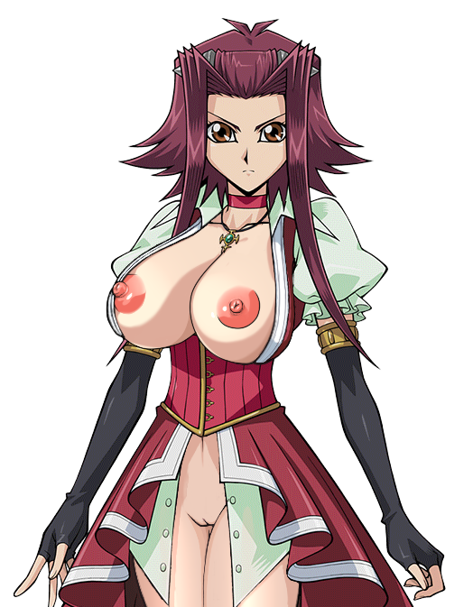 akiza_izinski big_breasts bimbo bottomless breasts breasts_out_of_clothes breasts_outside female functionally_nude gigantic_breasts huge_breasts huge_nipples izayoi_aki large_breasts nipples no_panties pointless_clothes pointless_clothing pussy red_hair topless useless_clothes useless_clothing yu-gi-oh! yu-gi-oh!_5d's