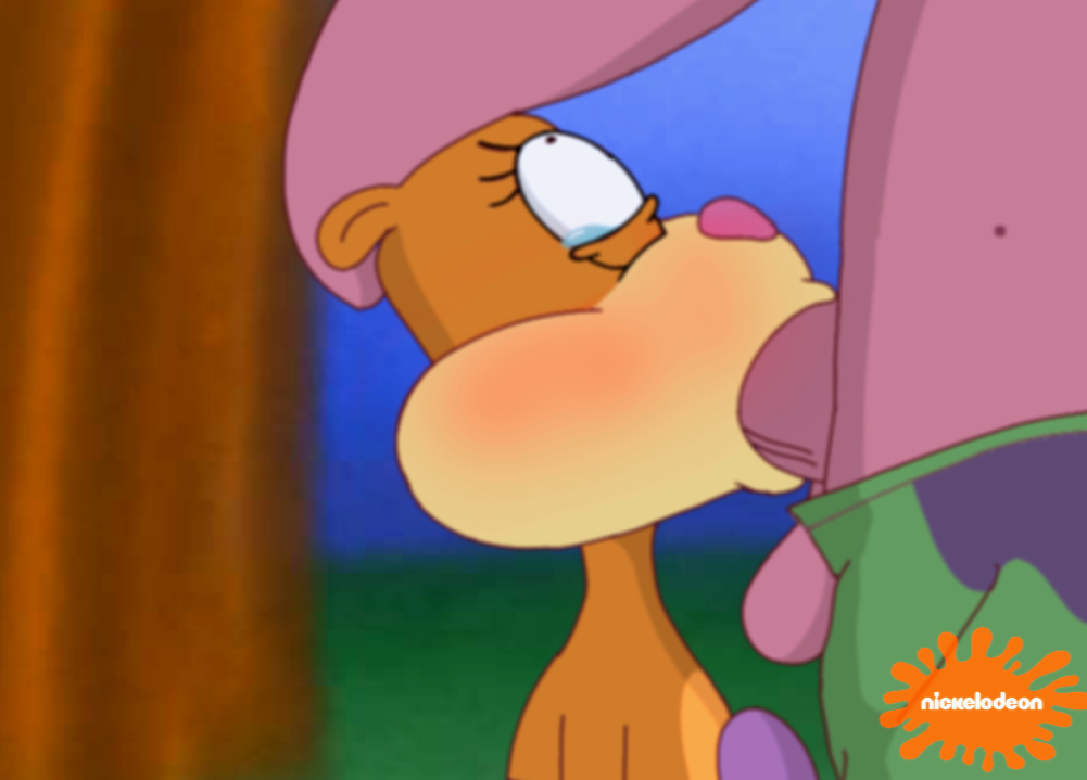 blowjob blush duo fellatio furry looking_at_another looking_pleasured nickelodeon on_knees parody patrick_star sandy_cheeks side_view spanky15 spongebob_squarepants squirrel stretching