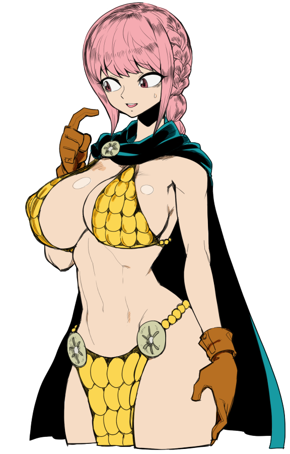 1girls abs armor bangs big_breasts bikini bikini_armor braid braided_hair breasts cape cleavage cloak clothing colored colorized curvy edit eyebrows_visible_through_hair eyelashes female female_focus female_only gladiator hand_on_hip hips human large_breasts long_hair looking_away navel nervous one_piece open_mouth parted_lips pelvic_curtain pink_hair rebecca_(one_piece) red_eyes revealing_clothes shiny_skin sideboob simple_background skimpy solo solo_female spacezin splooshofcolor sweat sweatdrop swimsuit teeth third-party_edit tied_hair tongue voluptuous white_background