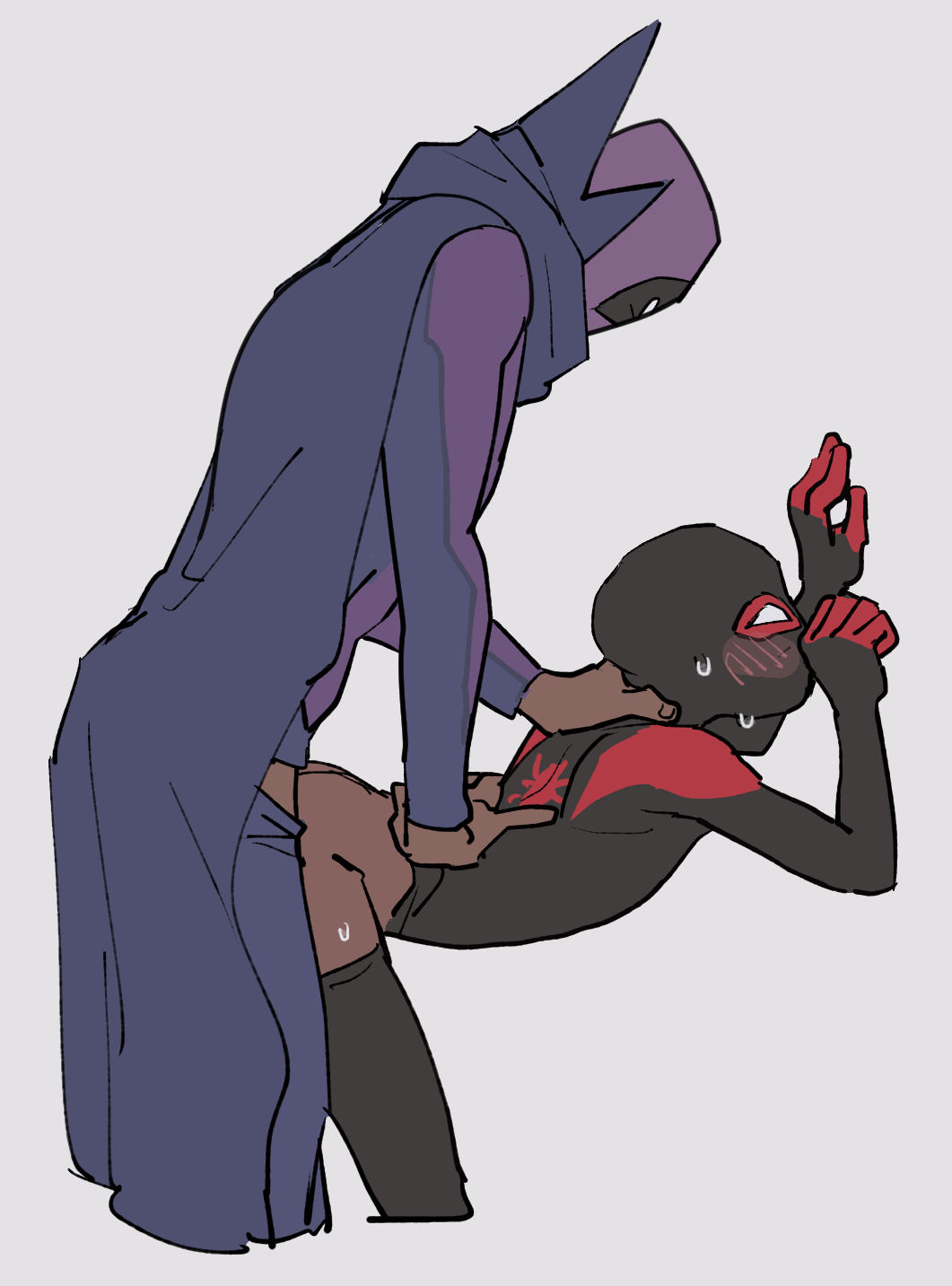 2boys artist_request dark-skinned_male dark_skin gay incest male male/male male_only marvel marvel_comics prowler_(marvel) smooth_skin spider-man:_into_the_spider-verse spider-man_(miles_morales) spider-man_(series) yaoi