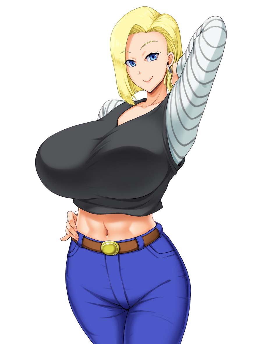 1girls android_18 blonde_hair blue_eyes cameltoe cleavage curvy dragon_ball erect_nipples female gigantic_breasts huge_areolae huge_ass kawanuma_uotsuri puffy_nipples short_hair thick_lips voluptuous wide_hips