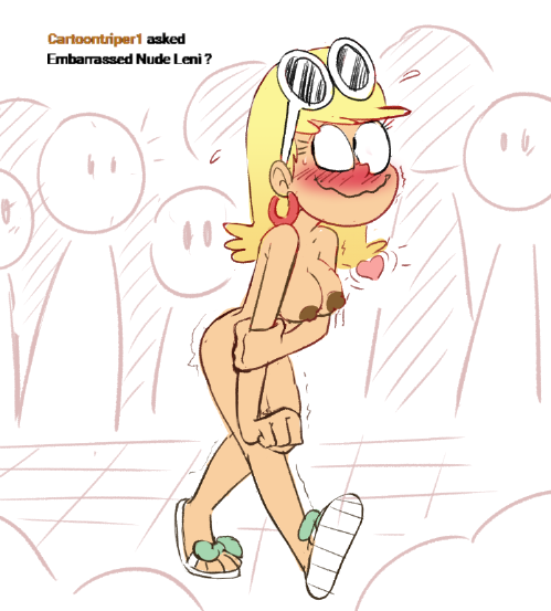 1girls blonde_hair blush breasts crowd embarrassed female female_focus female_only femsub footwear happy_female leni_loud mannysdirt nickelodeon nipples nude public_nudity shoes straight_hair the_loud_house