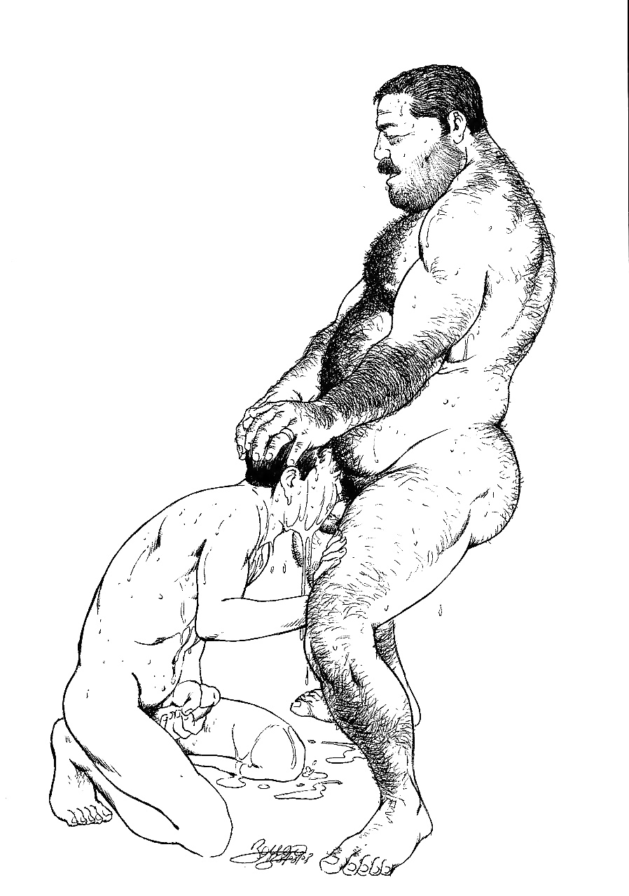 2011, 2boys, age difference, bear (body type), beard, beefy, body hair, bruno b, cum, daddy, dripping, erection, eyes closed, facial hair, father and son, gay, hairy, hairy male, hand on head, incest, kneeling, male, male nipples, male only, male pubic hair, male/male, monochrome, musclegut, muscular, muscular male, naked, nipples, nude, nude male, older male, pubic hair, sex, smooth skin, smooth skinned male, stocky, tagme, younger male
