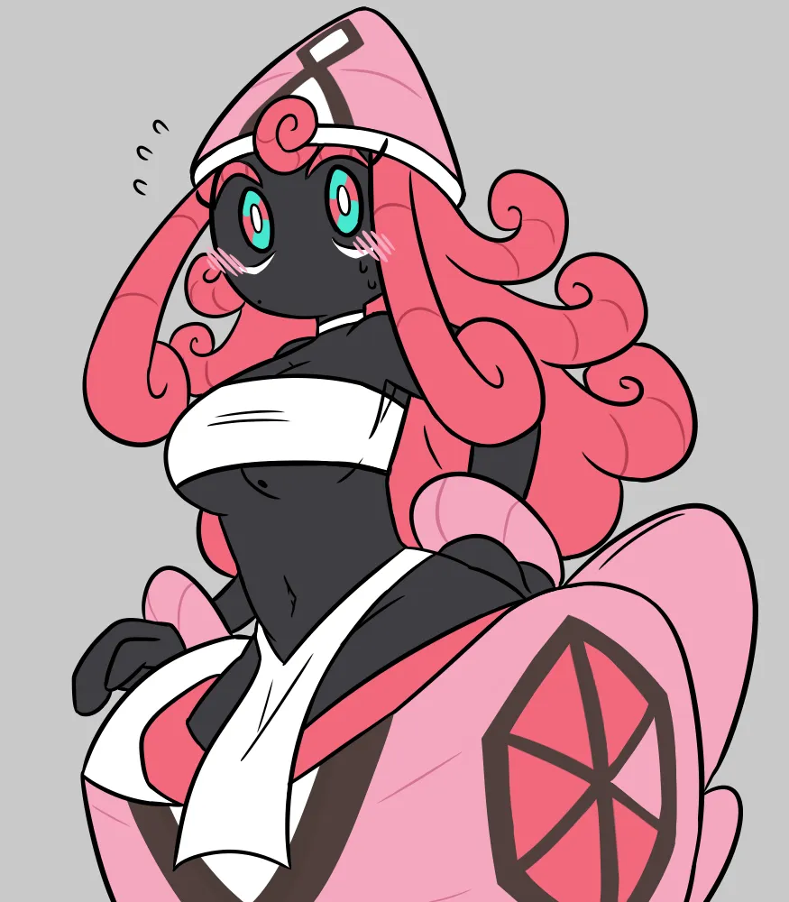 big breasts, breasts, cleavage, female, furry, huge breasts, legendary pokemon, nerdyreindeer, pokemon, pokemon (species), tapu lele, thick thighs, wide hips