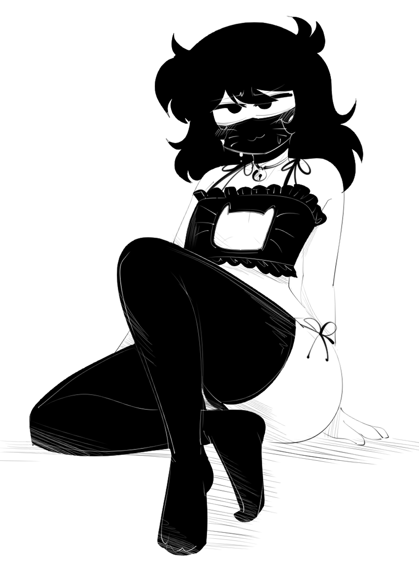 1boy black_bra black_panties black_underwear bra cat_lingerie clothed clothing femboy hair legwear lingerie male panties simple_background solo ssrebba tagme thighhighs twink underwear white_background