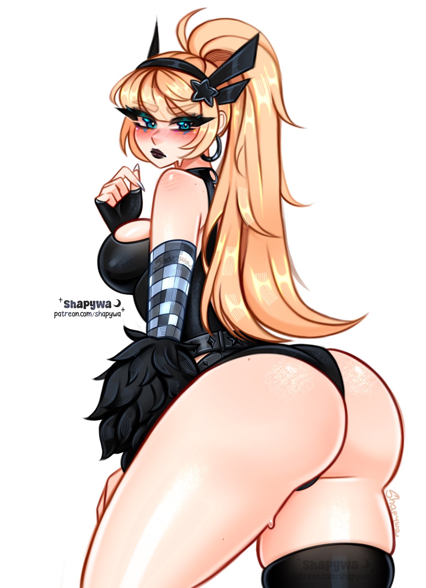1girls, 2d, alternate version available, ass, breasts, english text, female, female focus, female only, hi res, large ass, large breasts, light skin, light-skinned female, magik (illyana rasputin), magik (infernal idol), magik (marvel rivals), marvel, marvel comics, marvel rivals, shapywa, solo, text, thick thighs, thighs, wide hips