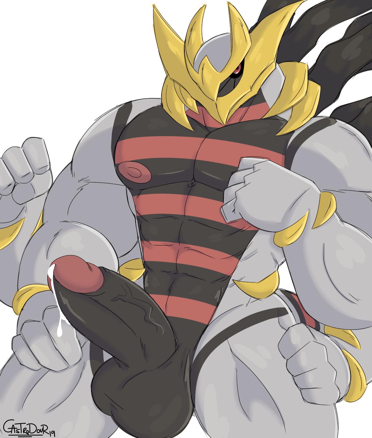 1boy 2019 4_arms abs anthro anthrofied bara black_penis black_skin bodily_fluids boner castrodour cum cum_drip dated dragon dripping erection genital_fluids ghost giratina grey_body grey_skin hi_res humanoid_genitalia humanoid_penis legendary_pokémon male male_only multi_arm multi_limb muscular muscular_male nintendo nude original_character pecs penis pokémon_(species) pokemon pokemon_dppt red_eyes red_skin scalie simple_background solo testicles text veins video_games watermark white_background