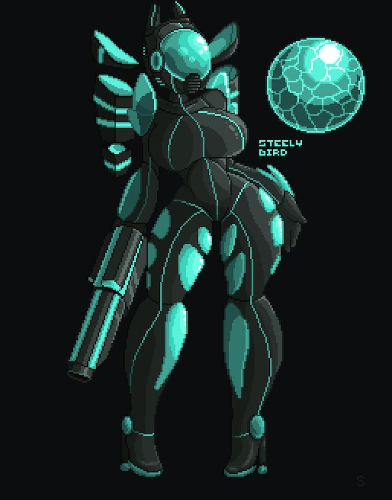 1girls, armor, armored female, breasts, female, female only, pixel art, player (terraria), solo, solo female, steely bird, tagme, terraria, vortex armor