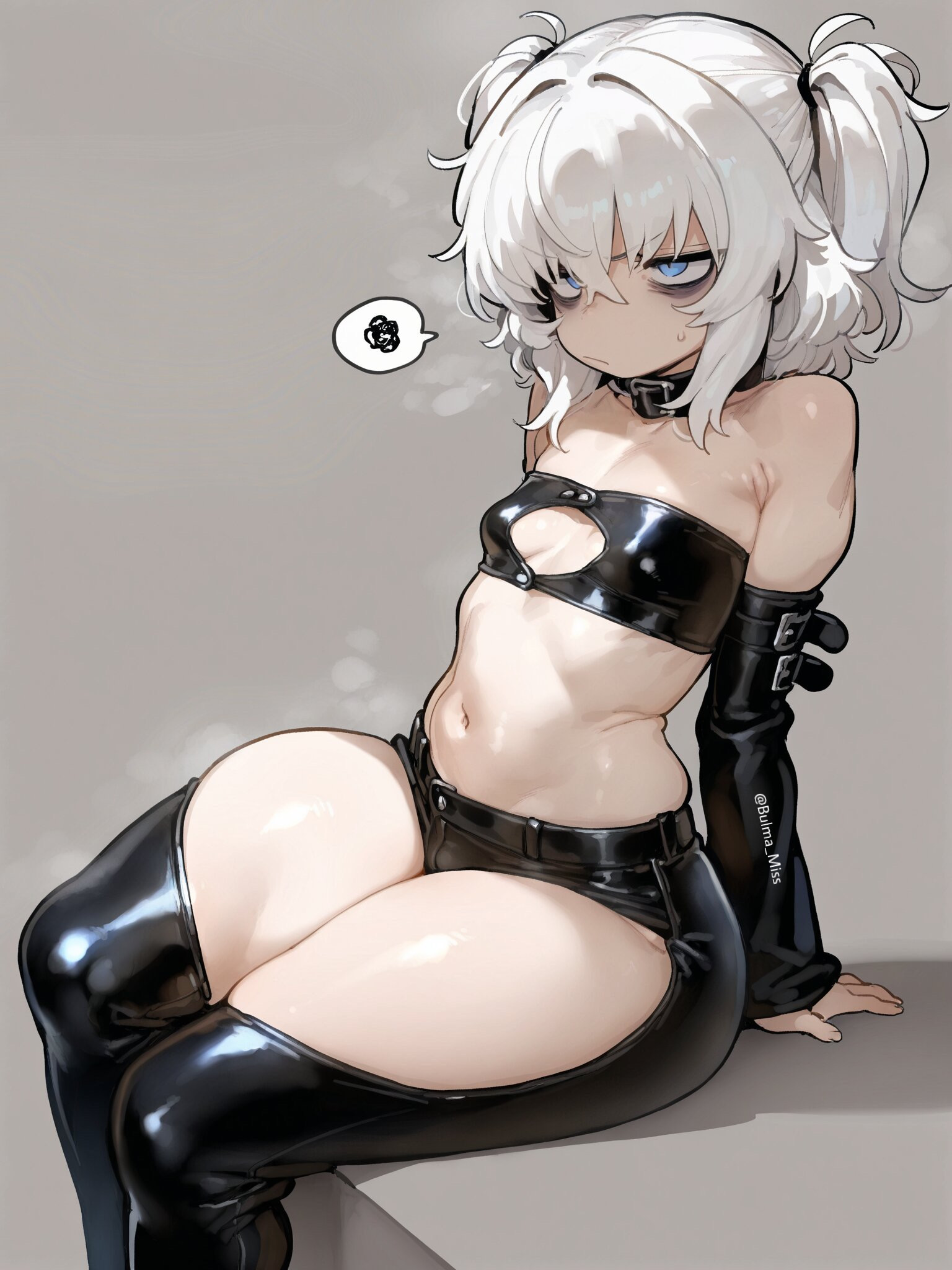 1girls, ai generated, belly button, big ass, big butt, blue eyes, bubble ass, bubble butt, camel toe, cameltoe, commission, dungeons and dragons, imminent sex, latex, latex armwear, latex clothing, latex legwear, latex pants, latex tubetop, leather, leather clothing, leather pants, lily buns, looking at viewer, looking back, mage, oatmealdood, oblivion, oc, original, pale-skinned female, shiny clothes, shortstack, skin tight, skyrim, small breasts, solo female, submissive, submissive female, suggestive look, the elder scrolls, thick ass, thick butt, thick thighs, tube top, tubetop, twintails, white hair