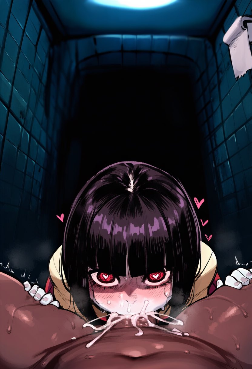 1boy, 1girls, 2025, absurdly large cock, ai, ai art, ai generated, bathroom, belly button, big cock, big penis, blowjob, blowjob face, blowjob only, blowjob pov, blush, blush face, blush lines, bodily fluids, bottomless, breath, breath cloud, breathing, breathing heavily, clothed, clothed female, clothed female nude male, crazy, crazy eyes, crazy female, crazy smile, creepy, creepy face, cum, cum drip, cum in mouth, cumming, cumming from giving oral, cumming in mouth, cumshot, cumshot in mouth, cumslut, dark background, dark skin, dark-skinned male, deep blowjob, deep throat, deepthroat, detailed background, dominant, dominant female, domination, duo, erect penis, erection, excessive cum, eyebrows, eyelashes, eyewear, faceless male, female, female focus, flat chest, flat chested, forced, genlation, ghost, ghost girl, grabbing, grabbing another's leg, grabbing another's thighs, grabbing from front, grabbing legs, hair, hairy penis, hanako (hanako-san ga kita), hanako-san, hanako-san ga kita, heart, heart symbol, heart-shaped pupils, heavy breathing, huge cock, light skin, light-skinned female, looking at partner, looking at viewer, open eyes, oral, oral sex, out of frame, out of frame male, overalls, pale skin, pale-skinned female, penis, penis out, petite, petite body, petite female, pov, pov male, red eyes, red skirt, school uniform, schoolgirl, schoolgirl uniform, short hair, small breasts, sucking, sucking penis, sweat, sweatdrop, sweating, sweaty, sweaty body, trembling, uncensored, yellow shirt