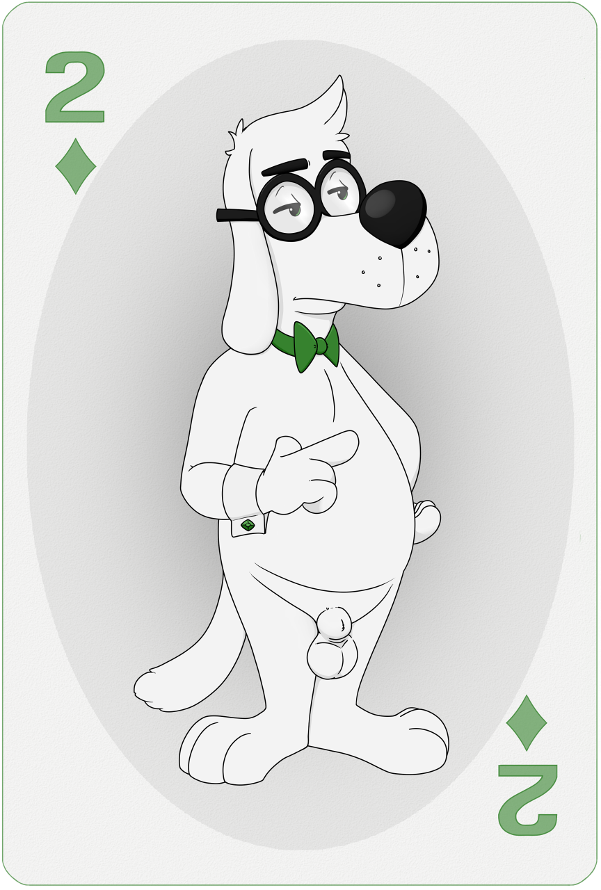 animal_genitalia anthro balls beagle belly bottomless bow_tie canid canine canis clothed clothing cuff_links dad_bod domestic_dog dreamworks eyewear flaccid fully_sheathed fur genitals glasses half-closed_eyes hi_res hunting_dog jay_ward_productions male male_only mammal mr._peabody mr._peabody_and_sherman narrowed_eyes neenya nude penis playing_card rocky_and_bullwinkle scent_hound sheath simple_background solo transparent_background two_of_diamonds universal_studios white_body white_fur