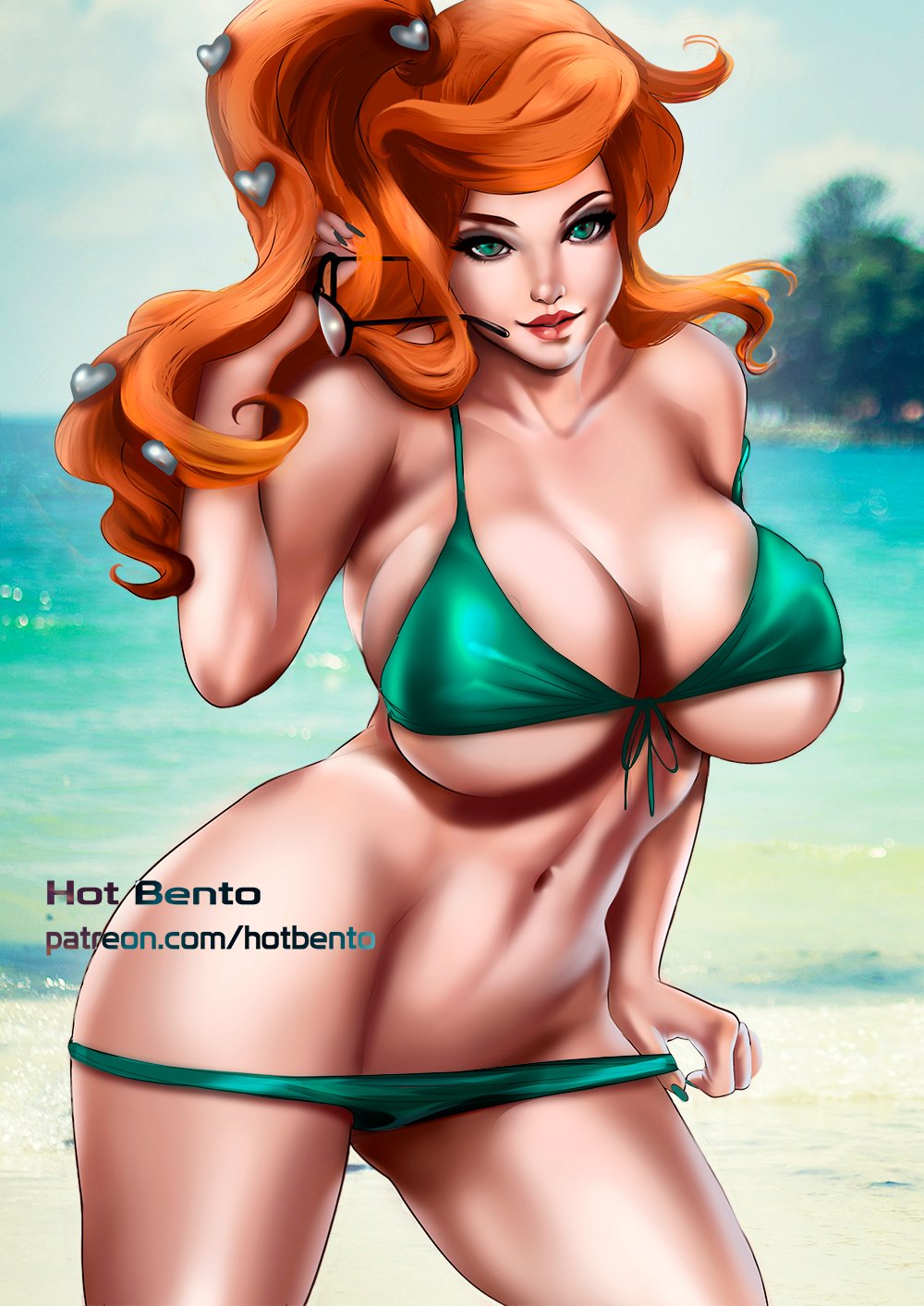 1girls abs alternate_breast_size ass belly big_breasts blue_eyes breasts eye_contact female female_only fit glasses half-closed_eyes hot_bento hotbento human long_hair looking_at_viewer mature_female midriff navel nintendo nipples nipples_visible_through_clothing orange_hair patreon pokemon pokemon_ss smile solo sonia_(pokemon) text thick_thighs thigh_gap url watermark