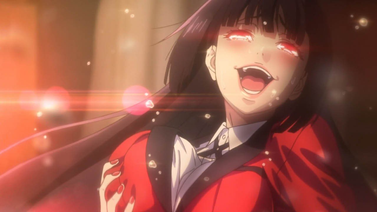 ahe gao, city boy, female, grabbing own breast, jabami yumeko, kakegurui, meme, official art, solo, yumeko grabbing her breast