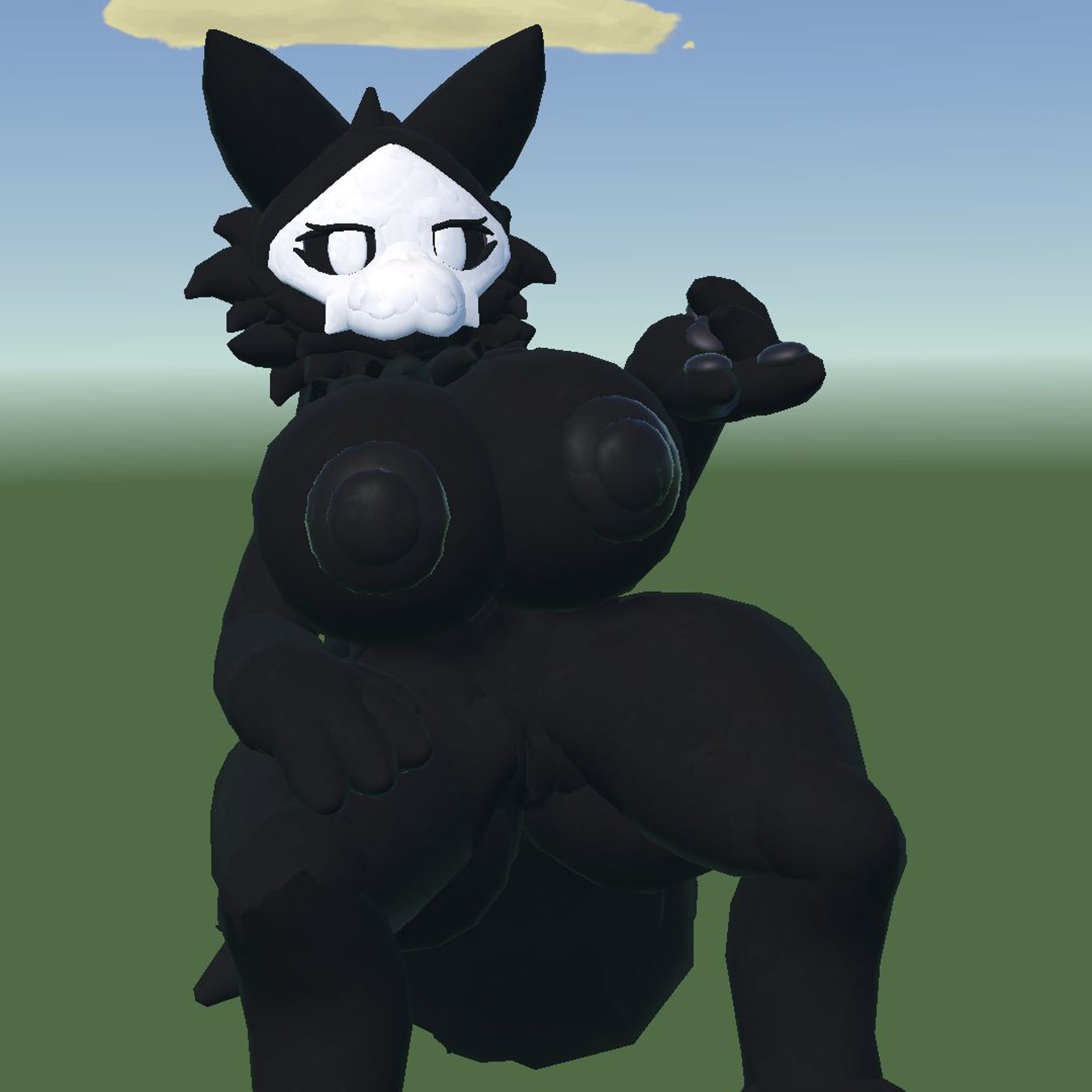 1female, 3d, 3d (artwork), 4 fingers, alternate version available, areola, areolae, beckoning, big nipples, black areola, black glans, black nipples, black pawpads, blank background, bone mask, boobs bigger than head, boobs out, breasts, breasts bigger than head, breasts out, canid, canine, canis, changed (video game), cloud, completely nude, completely nude female, eyelashes, female, female focus, female only, fluffy, fluffy chest, fluffy hair, furry, furry female, furry only, hand on leg, high quality, humanoid, inviting, inviting to fuck, inviting to sex, inviting viewer, legs apart, legs open, legs spread, looking at viewer, mask, masked, masked male, naked, naked female, nipples, nude, nude female, pawpads, paws, puro (changed), pussy, rec room, recroom, recroom-nsfw, self upload, shaded, sitting, sitting down, sitting on nothing, skull, skull mask, skulldog (species), solo, solo female, solo focus, syntholsoul, tits bigger than head, tits out, titties, vagina