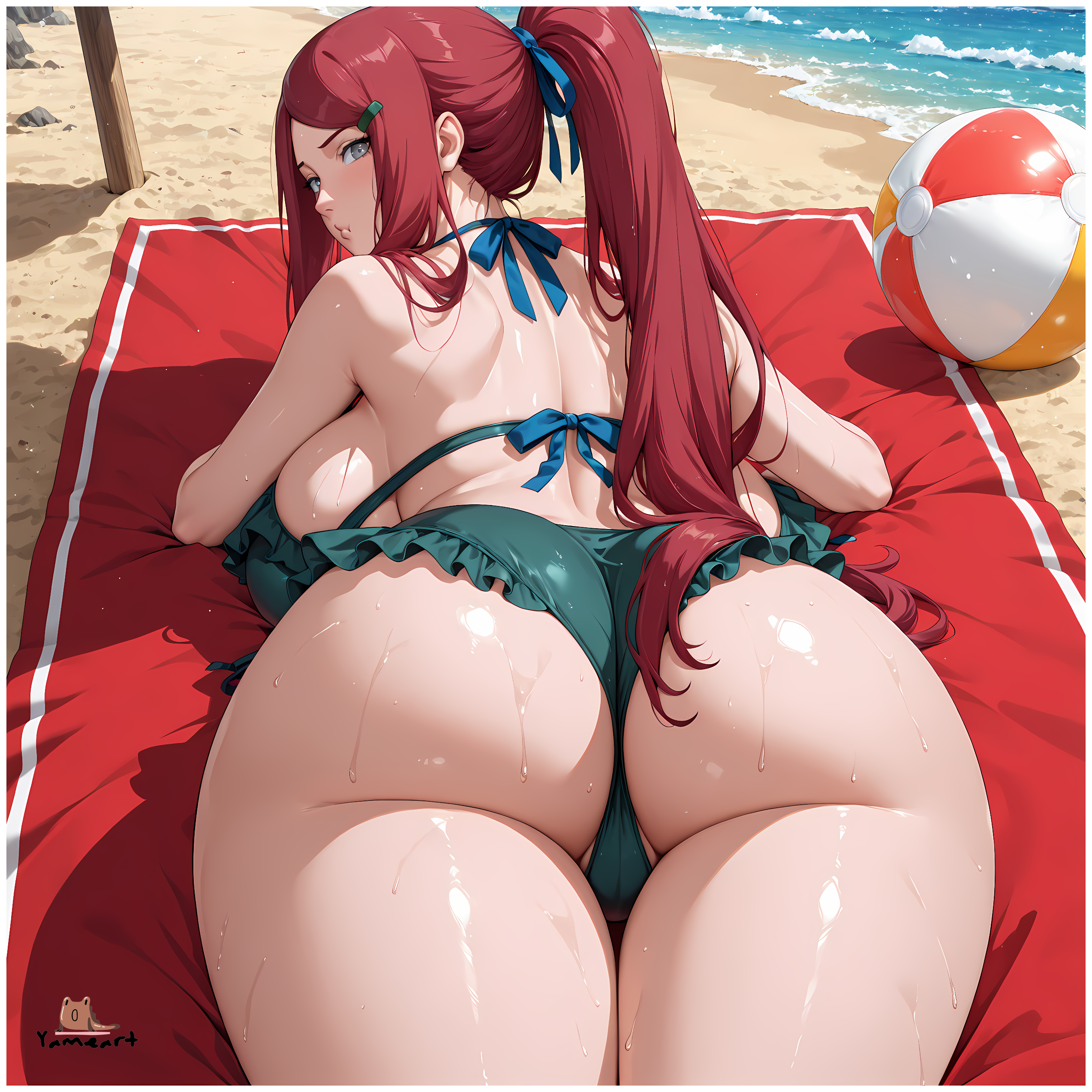 1girls, adoptable, ai, ai assisted, ai generated, ass, ass cleavage, ass focus, ass up, big ass, big breasts, bikini, cleavage, deviantart, deviantart username, female, kushina uzumaki, long hair, looking at viewer, looking back, naruto, naruto (series), naruto shippuden, on stomach, patreon, patreon reward, ponytail, red hair, solo, solo female, solo focus, swimsuit, uzumaki kushina, voluptuous, voluptuous female, yametastudio