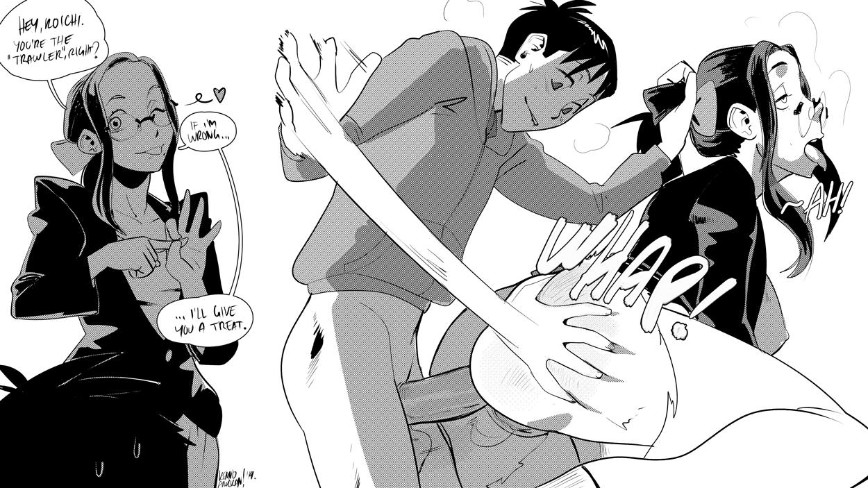1boy, 1girls, black and white, haimawari kouichi, kenno arkkan, my hero academia, sex, tsukauchi makoto, vigilante: my hero academia illegals