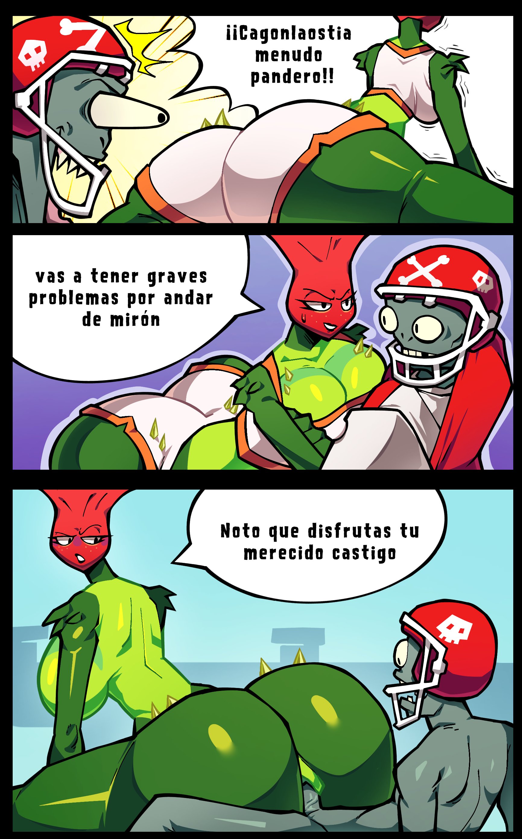 1boy1girl, 1girls, all-star (pvz), anthro, anthrofied, ass, ass focus, big breasts, breasts, duo, female, flora fauna, hcyclops66, larger female, meme, plant, plant girl, plant humanoid, plantie, plants vs zombies, plants vs zombies: garden warfare, plants vs. zombies, popcap games, rose (pvz), sex, smaller male, spanish dialogue, spanish text, tex, vaginal penetration, zombie, zombie (pvz)