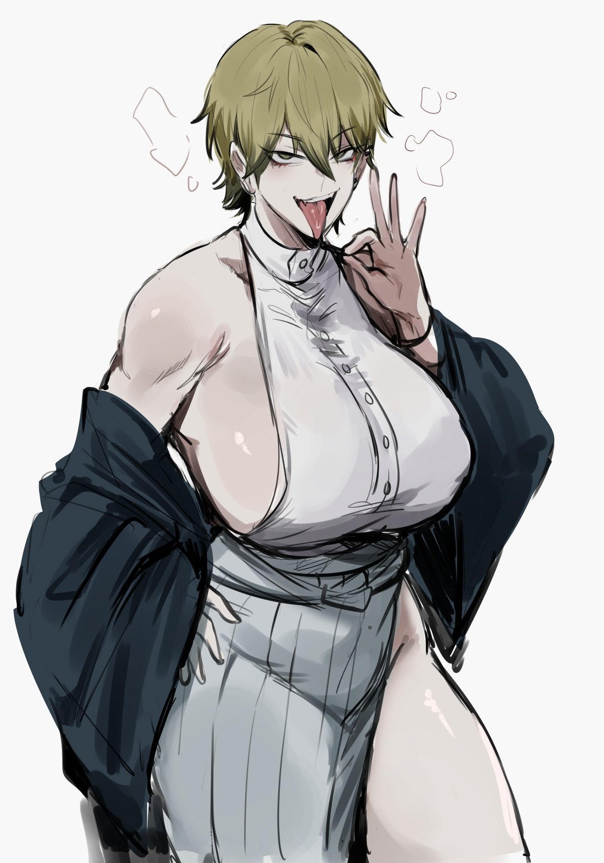 1girls, big breasts, blonde hair, busty, curves, curvy, female, female naoya, female only, genderswap (mtf), huge breasts, jujutsu kaisen, kurenaiz1, large breasts, pale skin, pale-skinned female, rule 63, short hair, very short hair, zenin naoya