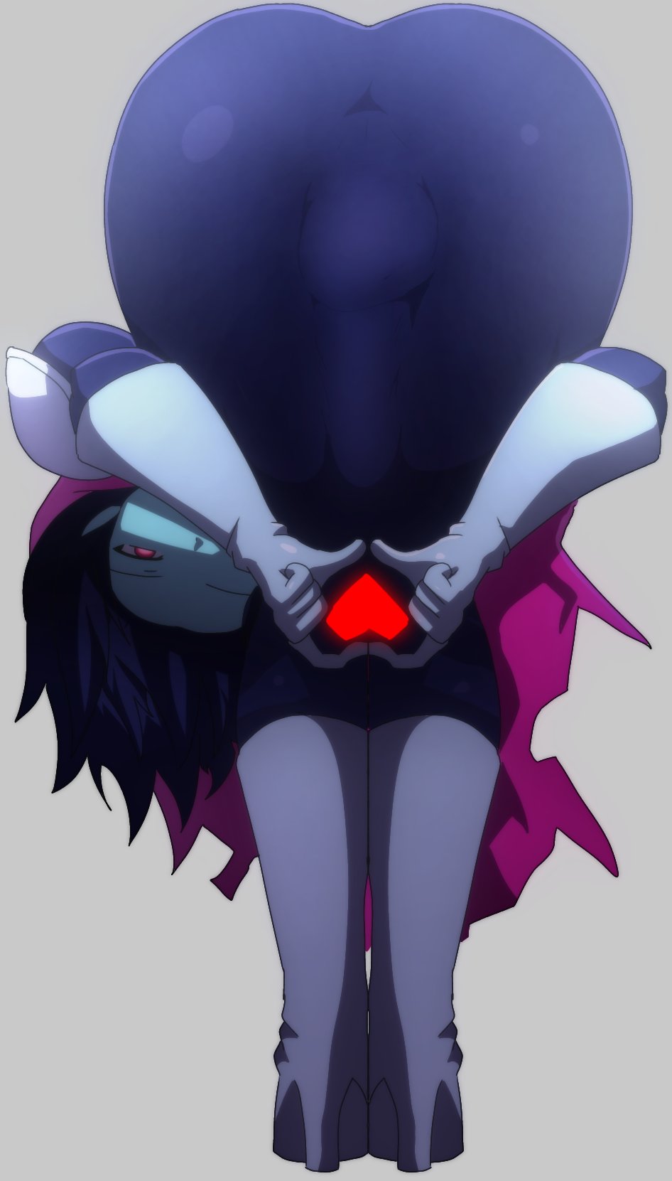 2026, armor, ass, ass focus, balls, blue body, blue hair, boots, butt, butt focus, clothed, clothing, deltarune, digital media (artwork), human, kris (dark world form), kris (deltarune), male, male only, meme, penis, penis visible through clothing, praise da booty (meme), red eyes, scarf, solo, trend, undertale (series), zukafu shimoto