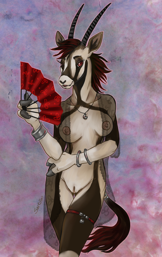 2020 antelope anthro areola bovid breasts caribou_(artist) digital_media_(artwork) female gazelle genitals mammal nipples pussy solo