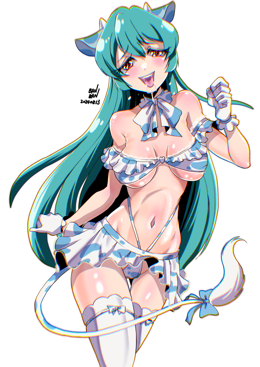 ahe_gao ahegao_face animal_costume costume cow_tail cowgirl ear magia_azul mahou_shoujo_ni_akogarete minakami_sayo tail thighhighs