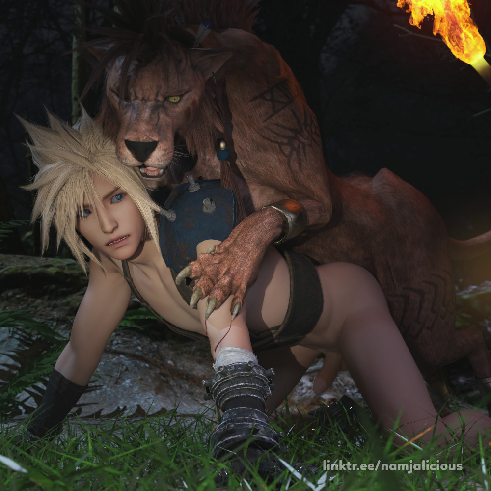 blonde_hair cloud_strife gay gay_domination gay_sex nsfw red_xiii yaoi