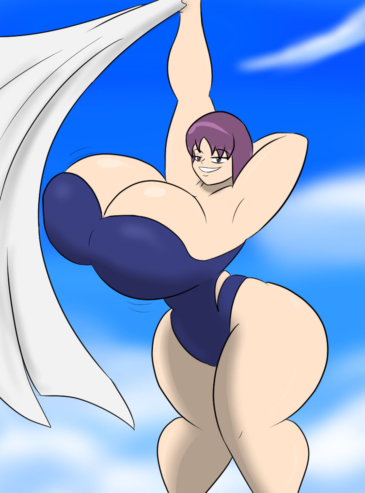 armpits arms_above_head arms_behind_head arms_up breasts_bigger_than_head child_bearing_hips cleavage hips hips_wider_than_shoulders igphhangout labcoat looking_at_viewer massive_breasts one-piece_swimsuit philena_ivy professor_ivy_(pokemon_anime) revealing_swimsuit slim_waist small_waist swimsuit tight_swimsuit top_heavy waist wide_hips