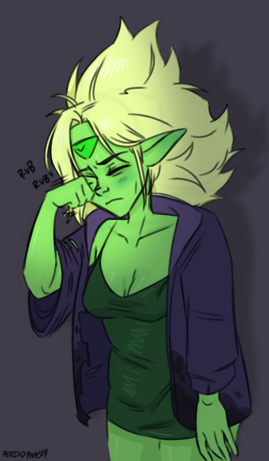 after_sex bedhead peridot_(steven_universe) steven_universe tired