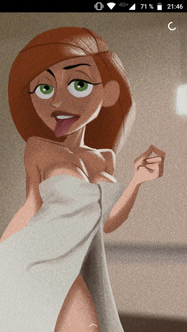1girls, authorialnoice, bare shoulders, big breasts, breasts, busty, cleavage, disney, eyelashes, female, female focus, female only, female protagonist, green eyes, hourglass figure, kim possible, kimberly ann possible, long hair, nude, orange hair, orange-haired female, pinup, pose, posing, red hair, snapchat, solo, thick thighs, tongue, tongue out, towel, towel around waist, towel only, wide hips