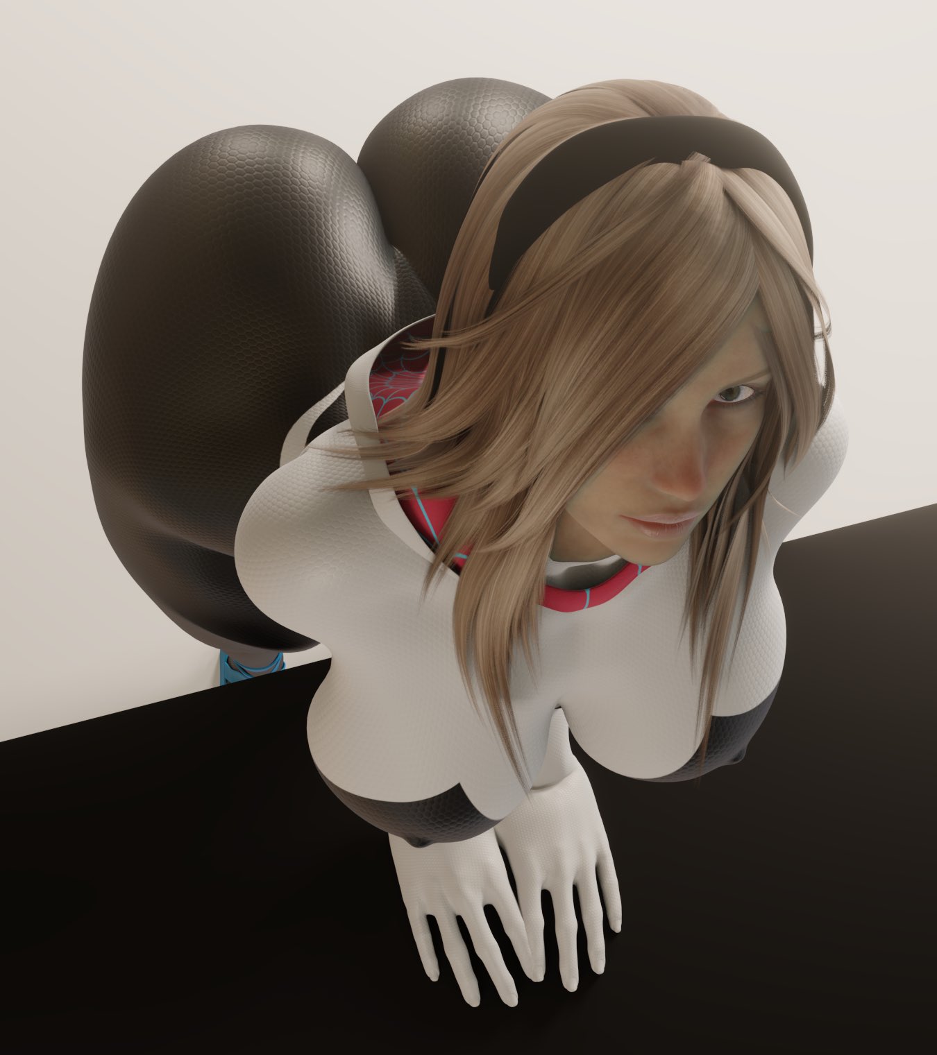 1girls, 3d, areolae, ass, big ass, big breasts, blender, breasts, cpt-flapjack, erect nipples, female, female only, gwen stacy, hairband, huge ass, large breasts, looking at viewer, marvel, marvel comics, mavixtious, nipples, spider-gwen, spider-man (series)